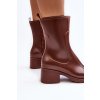 Dámské matné holínky botky na podpatku hnědé Bertaida (Veľkosť 36)