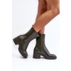 Dámské matné holínky botky na podpatku tmavě zelené Bertaida (Veľkosť 36)