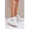 Kožené sneakersy na platforme chebello 4658 strieborné / 4658 SREBRNY (Veľkosť 36)