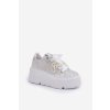 Kožené sneakersy na platforme chebello 4658 strieborné / 4658 SREBRNY (Veľkosť 36)