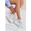 Kožené sneakersy na platforme chebello 4658 strieborné / 4658 SREBRNY (Veľkosť 36)