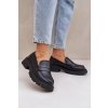 Čierne dámske mokasíny z eko kože, plochý podpätok VG278 NERO