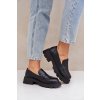 Čierne dámske mokasíny z eko kože, plochý podpätok VG278 NERO