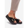 Dámske semišové papuče s remienkom na platforme čierne zazoo 3019 / 3019/028 (Veľkosť 36)
