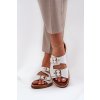 Kožené ploché Sandále s prackami biele zazoo 3020 / 3020/003 (Veľkosť 35)