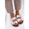 Kožené ploché Sandále s prackami biele zazoo 3020 / 3020/003 (Veľkosť 35)