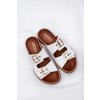 Kožené ploché Sandále s prackami biele zazoo 3020 / 3020/003 (Veľkosť 35)