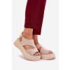 Dámské Sandály Na Platformě z eko semišuové Béžové Karonia (Veľkosť 40)
