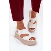 Biele dámske sandále na plošej platforme z eko kože, Karonia 5227 WHITE