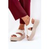 Biele dámske sandále na plošej platforme z eko kože, Karonia 5227 WHITE