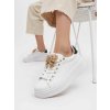Biele dámske mokasíny z eko kože s motýlikom, kód YY-23