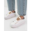 Biele dámske mokasíny z eko kože s motýlikom, kód YY-23