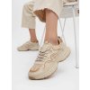 Dámske béžové mokasíny zošitkované, textilné, športový štýl, kód 23026