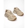 Dámske béžové mokasíny zošitkované, textilné, športový štýl, kód 23026