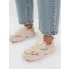Béžové dámske mokasíny s textíliou a zlatými akcentmi, kód 1W-N11