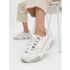 Biele dámske mokasíny zošitím, ekologická koža a textília, 1W-N8