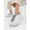 Dámske biele mokasíny zošitkované, ekologická koža, streetwear, casual, kód 24017