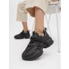 Dámske čierne semišové mokasíny s tkaninou, streetwear štýl, kód BO-137