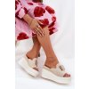 Sandal na platformě a klínu s ozdobou béžové Tanonea (Veľkosť 40)
