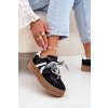 Dámske sneakersy na platforme s ozdobami čierne vinness / C3033 BLACK (Veľkosť 36)