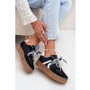 Dámske sneakersy na platforme s ozdobami čierne vinness / C3033 BLACK (Veľkosť 36)