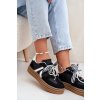 Dámske sneakersy na platforme s ozdobami čierne vinness / C3033 BLACK (Veľkosť 36)