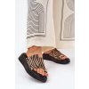 Čierne a béžové dámske papuče na platforme a klinčeku EKO semiš, MANO777 ZEBRE