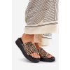 Čierne a béžové dámske papuče na platforme a klinčeku EKO semiš, MANO777 ZEBRE