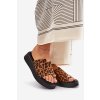 Dámske Sandále na platforme a nízkem klínku s ozdobným detailom imitace leopardí koža hnedé saqesse / MANO777 LEOPARD (Veľkosť 36)