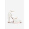 Dámské Sandály Na Podpatku A Platformě Eko Kůže Bílé Lomman (Veľkosť 40)