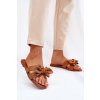 Ploché Dámske papuče s mašľou camel tobin / LX9614 CAMEL (Veľkosť 36)