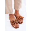 Ploché Dámske papuče s mašľou camel tobin / LX9614 CAMEL (Veľkosť 36)