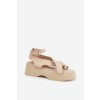 Dámske Sandále na platforme a klínu eko koža béžove tenzorus / WS-001 BEIGE (Veľkosť 37)