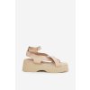 Dámske Sandále na platforme a klínu eko koža béžove tenzorus / WS-001 BEIGE (Veľkosť 37)