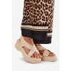 Dámske Sandále na platforme a klínu eko koža béžove tenzorus / WS-001 BEIGE (Veľkosť 37)