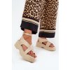 Dámske Sandále na platforme a klínu eko koža béžove tenzorus / WS-001 BEIGE (Veľkosť 37)