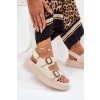 Dámske Sandále na platforme a klínu s prackami béžove genorre / MAN0888 BEIGE (Veľkosť 36)