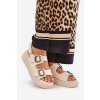 Dámske Sandále na platforme a klínu s prackami béžove genorre / MAN0888 BEIGE (Veľkosť 36)