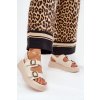 Dámske Sandále na platforme a klínu s prackami béžove genorre / MAN0888 BEIGE (Veľkosť 36)