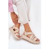 Dámske kožené sandále na plošom podpätku, béžové, 25SD18-8716 BEIGE