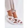 Biele dámske kožené sandále na platforme, kód: 25SD18-8716 WHITE