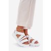 Biele dámske kožené sandále na platforme, kód: 25SD18-8716 WHITE