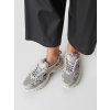 Dámske strieborné mokasíny z eko kože a sieťoviny, športový, streetwear, casual štýl, YY-119