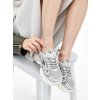 Dámske strieborné mokasíny z eko kože a sieťoviny, športový, streetwear, casual štýl, YY-119