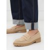 Dámske béžové mokasíny z eko semišu, elegantné a každodenné, kód produktu J1800