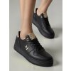 Dámske čierne mokasíny z eko kože, zlaté detaily, šnúrovanie, kód produktu 7-28