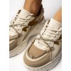 Bežové (khaki) dámske športové tenisky z textilnej a eko koženého materiálu YY-22