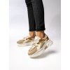 Bežové (khaki) dámske športové tenisky z textilnej a eko koženého materiálu YY-22