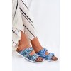 Dámske papuče s prackami a leskem s.barski rb51-006 modré / RB51-006 BLUE (Veľkosť 36)