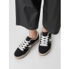 Dámske čierne šnúrované mokasíny z textilného materiálu, športový, mestský štýl, kód produktu LT33-35
